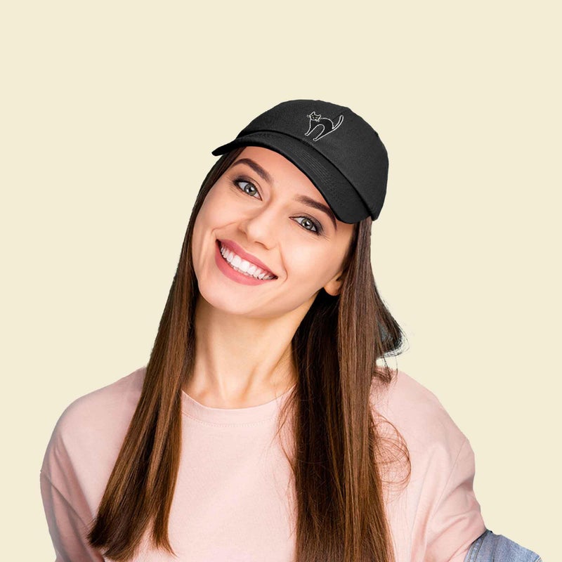 DALIX Black Cat Hat Womens Halloween Baseball Cap Black - Image 5
